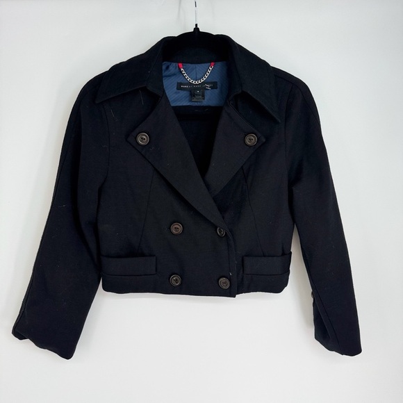 Marc Jacobs Wool Cropped Long Sleeve Front Button Up Collared Blazer - Picture 1 of 3